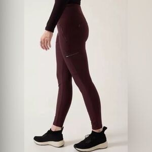 ATHLETA Headlands Hybrid Mid Rise Tight 4 Petite | Spiced Cabernet NEW